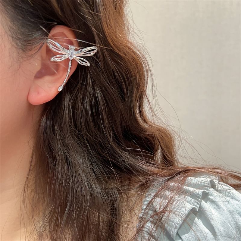 / Floral Cuff Alloy Dragonfly Ear
