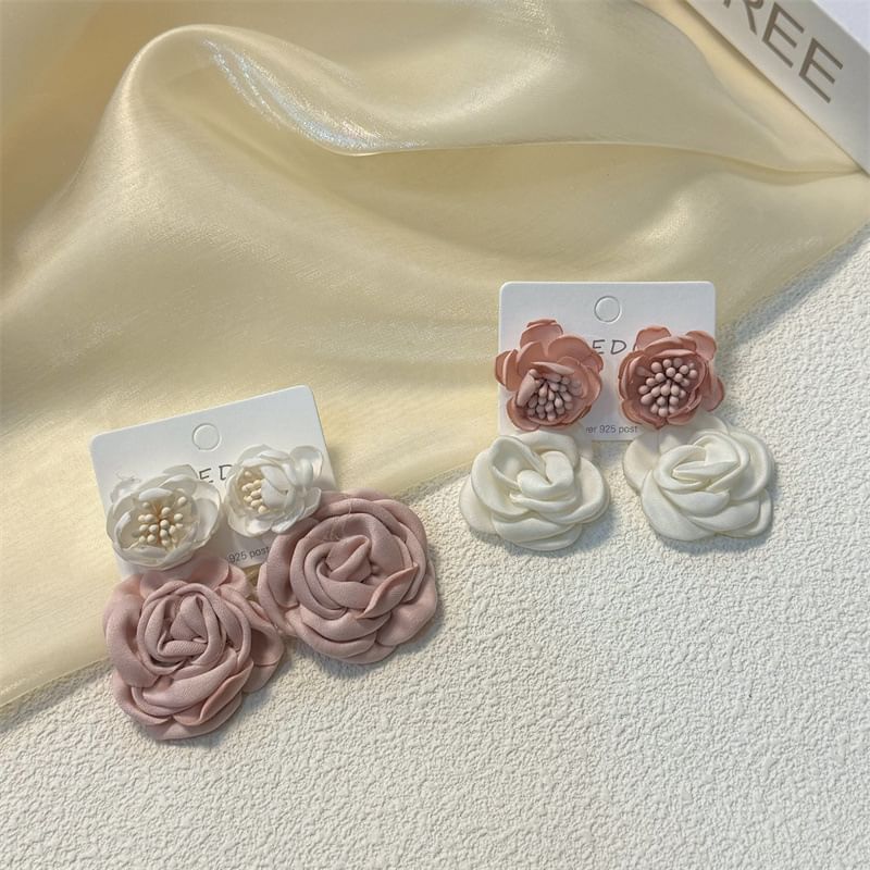 Fabric Earring Floral Drop