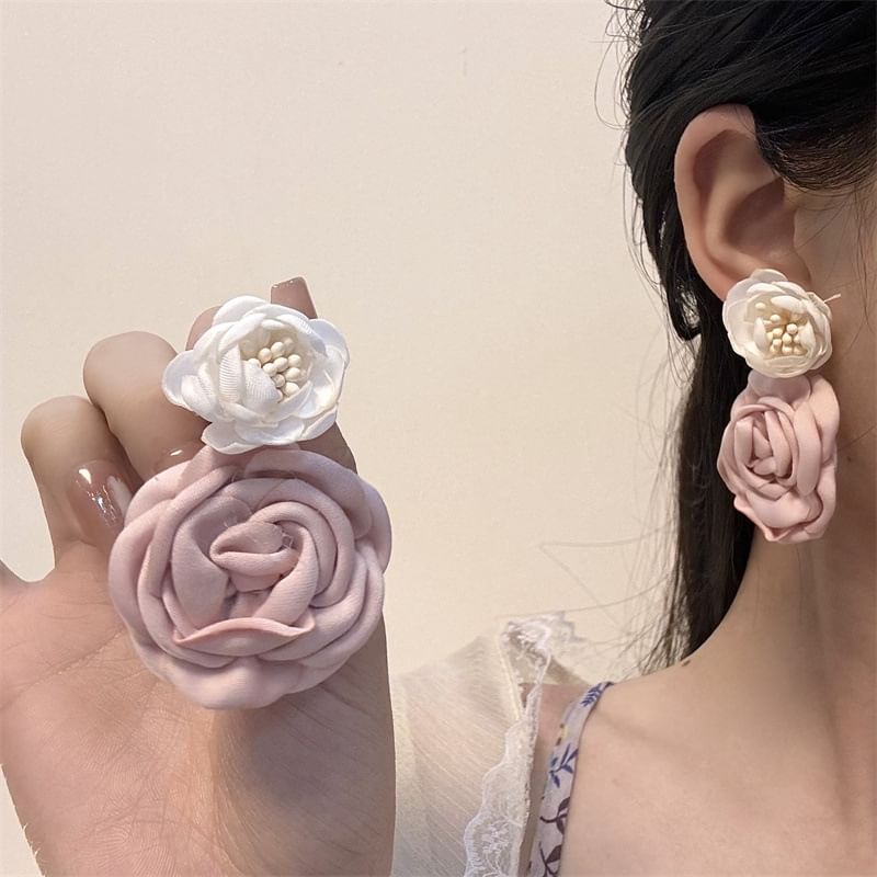 Fabric Earring Floral Drop