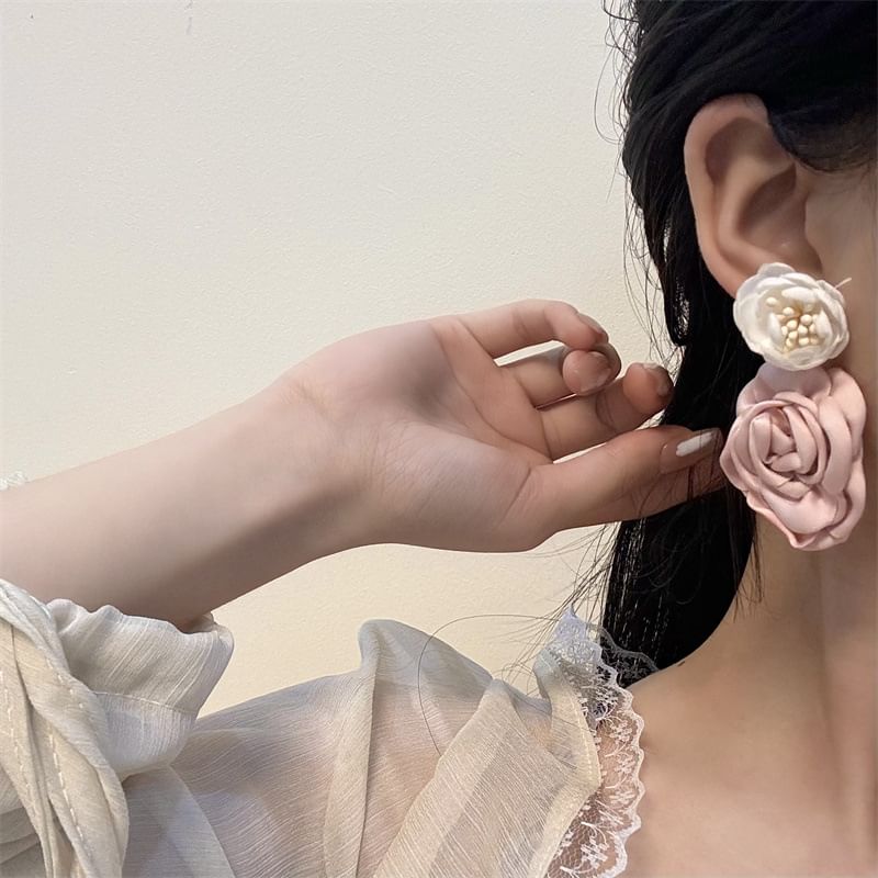 Fabric Earring Floral Drop