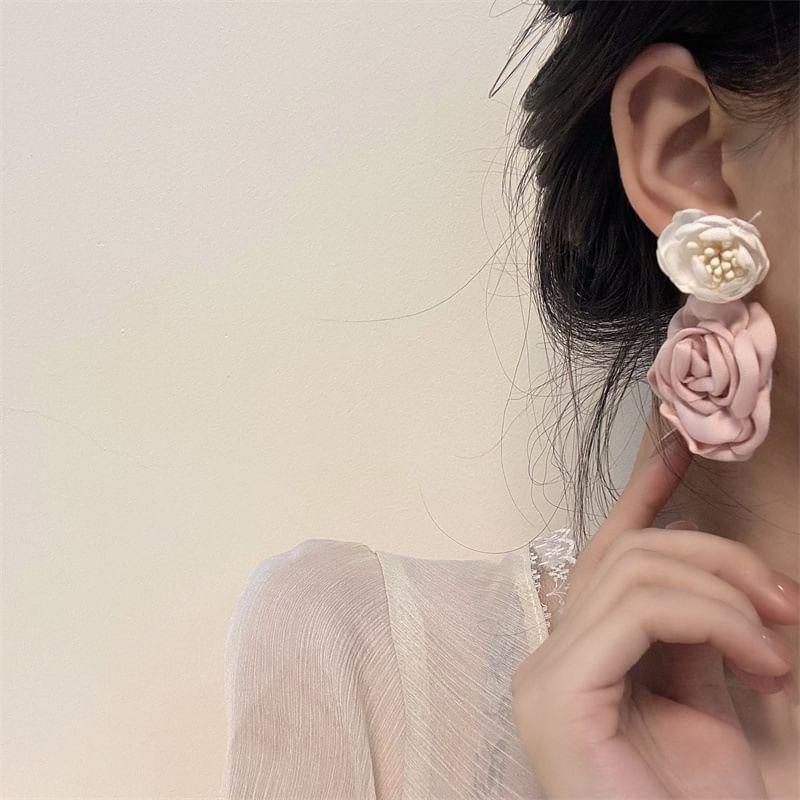 Fabric Earring Floral Drop
