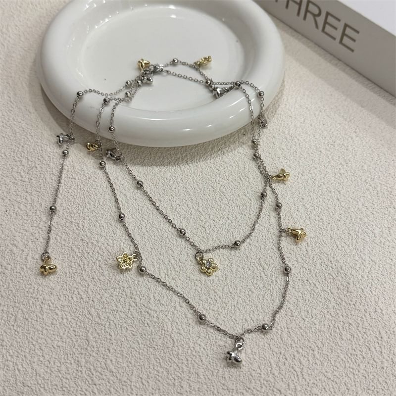 / Floral Choker Pendant Alloy Heart