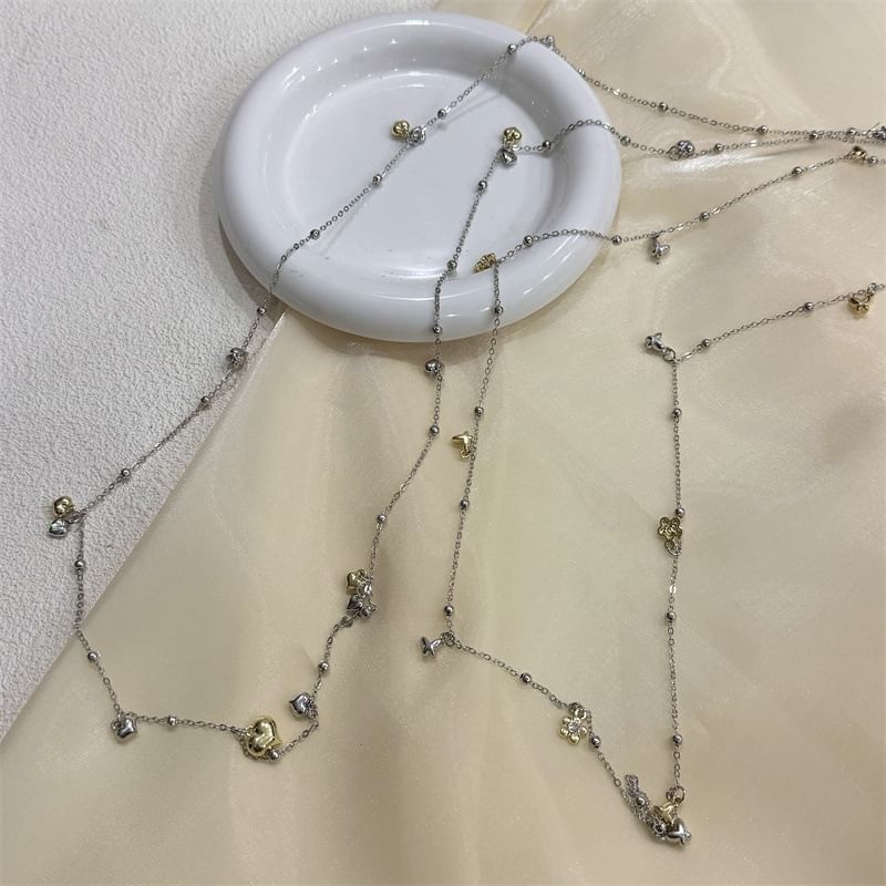 / Floral Choker Pendant Alloy Heart