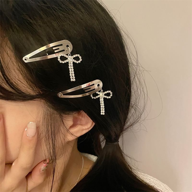 Hair Bow Alloy Rhinestone Clip