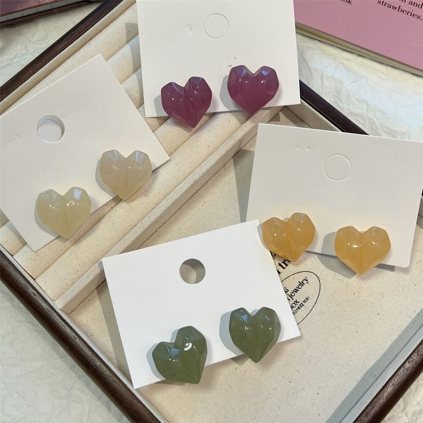 Earring Heart Stud Resin