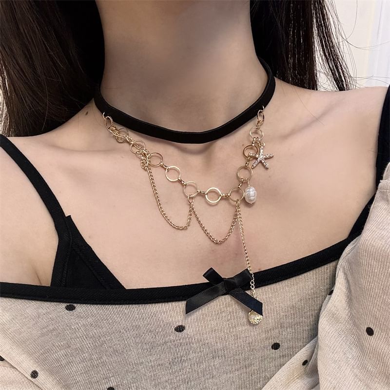 Shell Pearl Starfish Chain Layered Thigh Faux