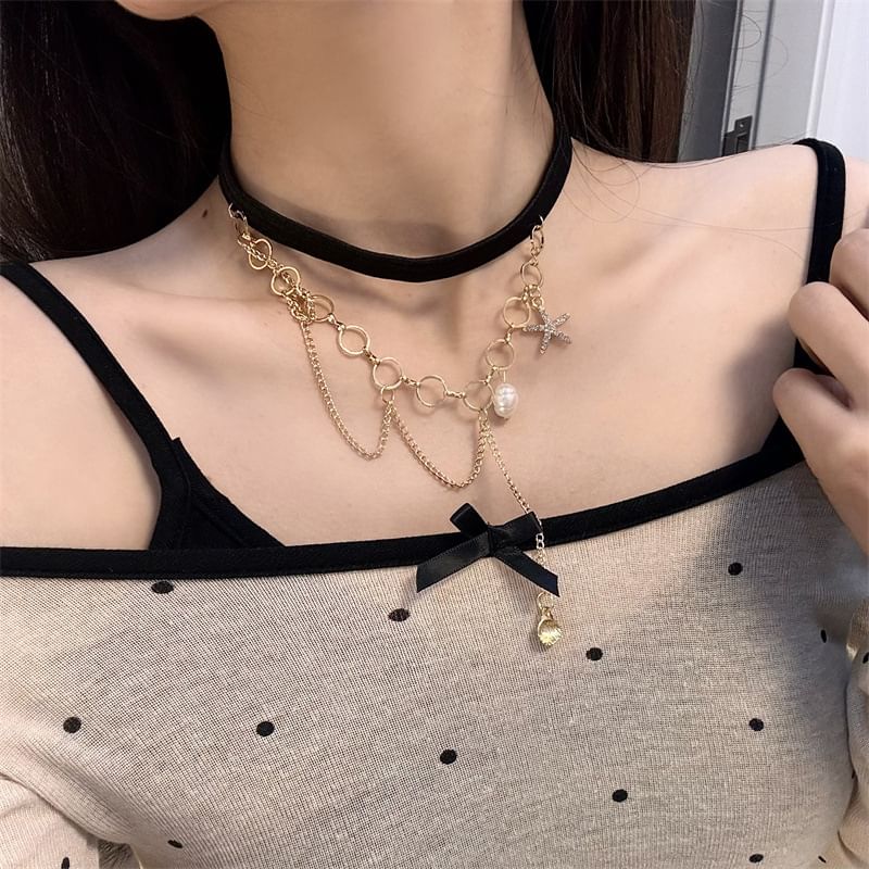 Shell Pearl Starfish Chain Layered Thigh Faux