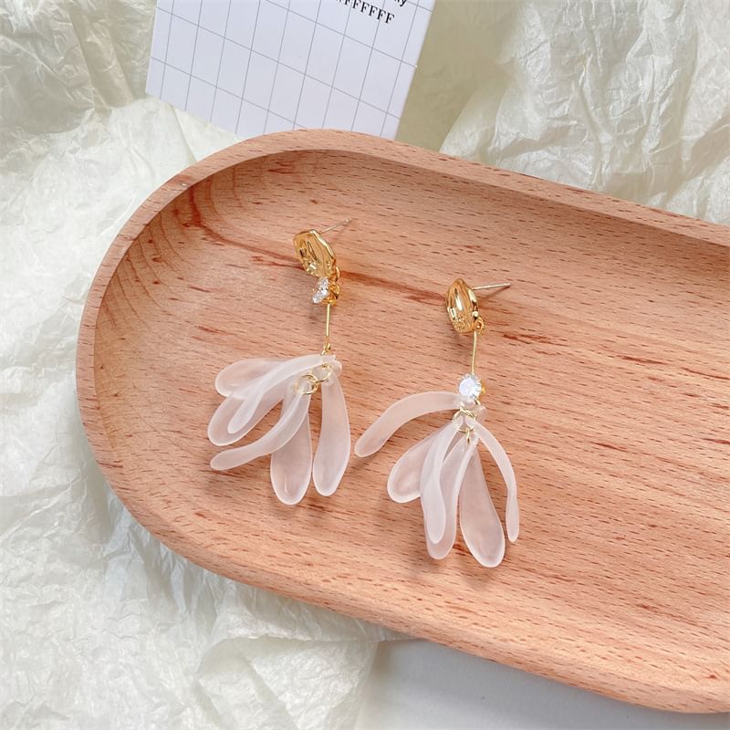 Rhinestone Floral Earring Dangle Asymmetrical