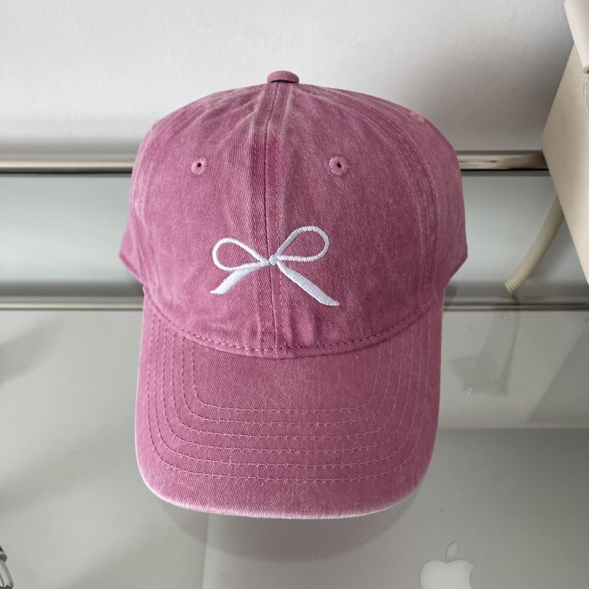 Washed Bow Cap Baseball Embroidered