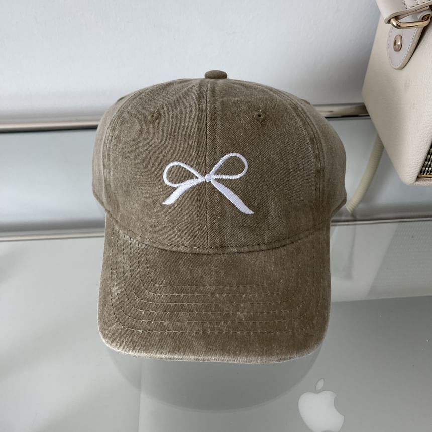 Washed Bow Cap Baseball Embroidered