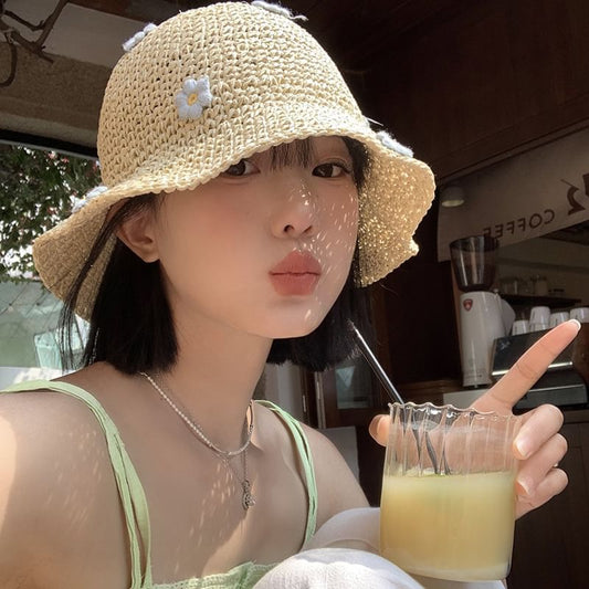 Straw Hat Flower Bucket
