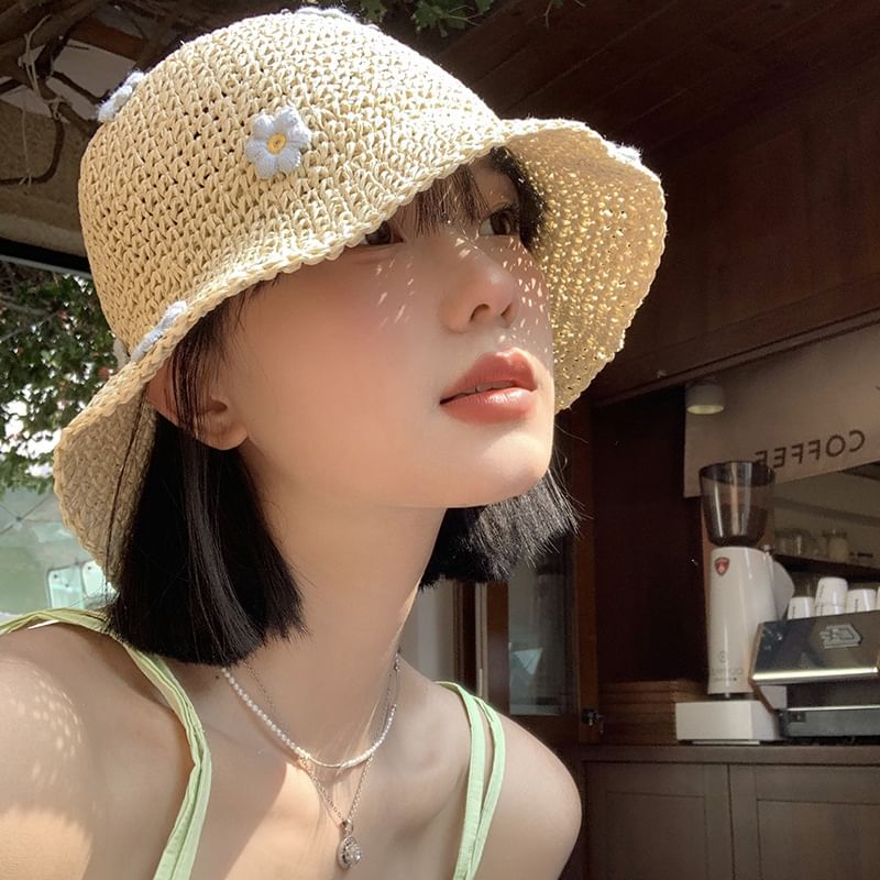 Straw Hat Flower Bucket