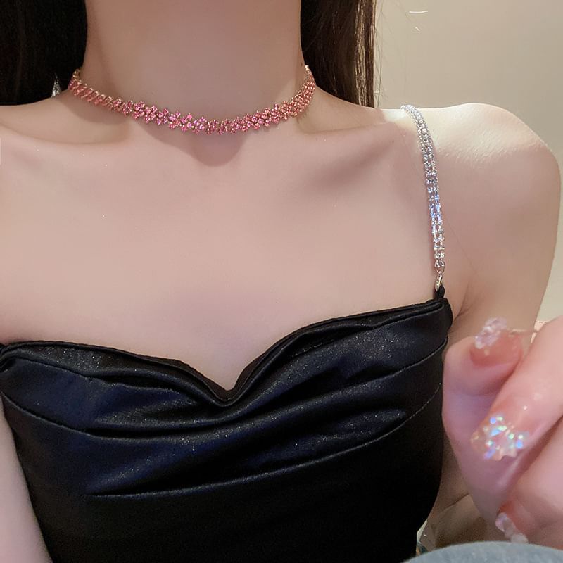 Alloy Rhinestone Choker