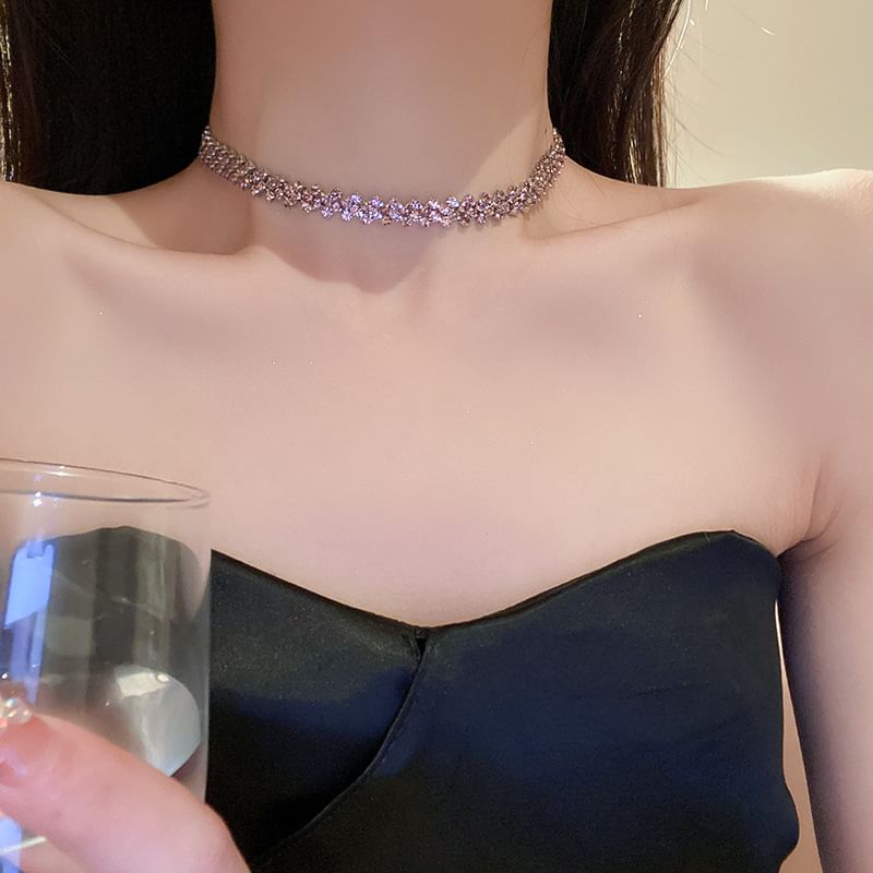 Alloy Rhinestone Choker