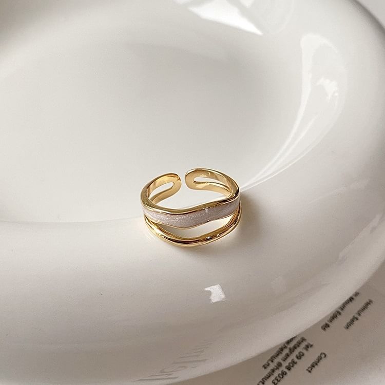 Alloy Rhinestone Glaze Layered / Open Ring