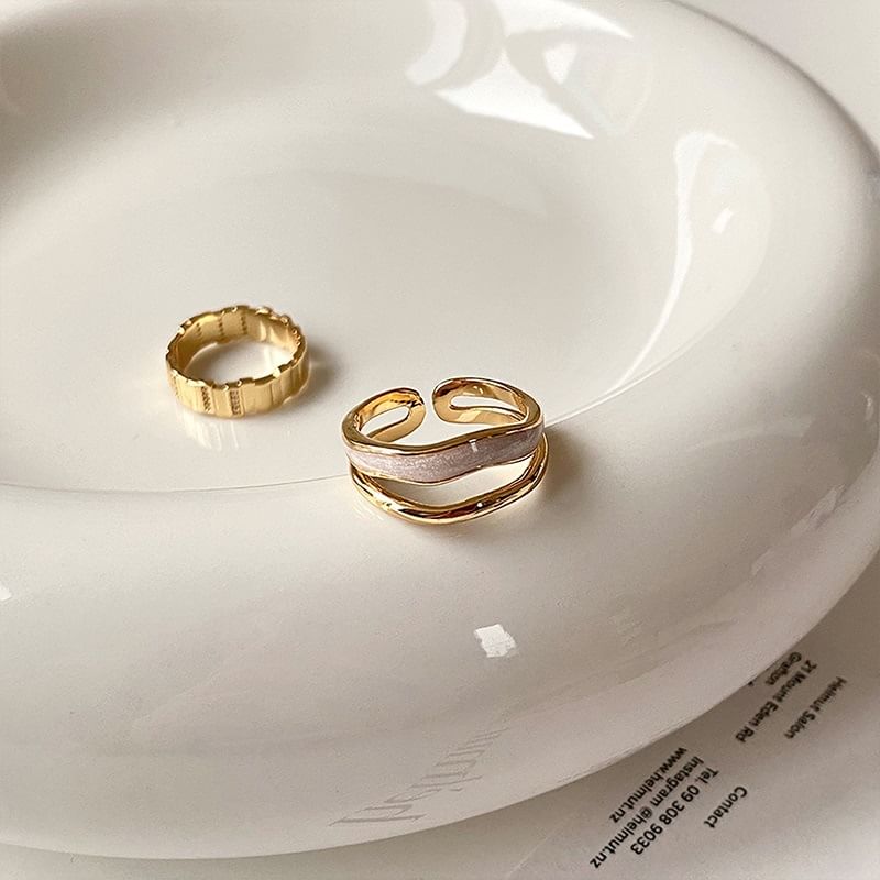 Alloy Rhinestone Glaze Layered / Open Ring