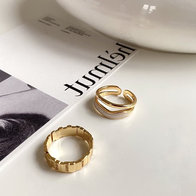 Alloy Rhinestone Glaze Layered / Open Ring