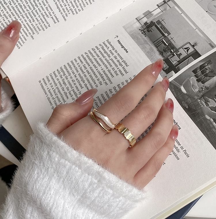 Alloy Rhinestone Glaze Layered / Open Ring