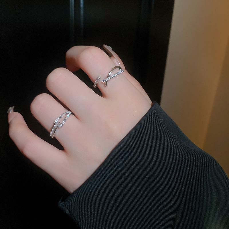 Designs) Ring Rhinestone Open (Various Alloy