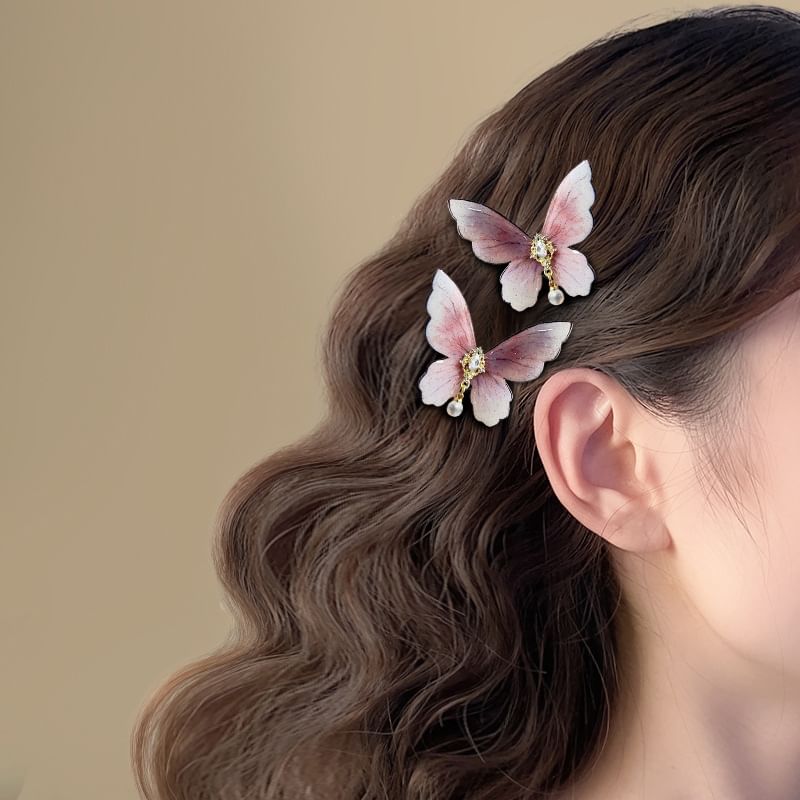 Alloy Butterfly Hair Clip Rhinestone