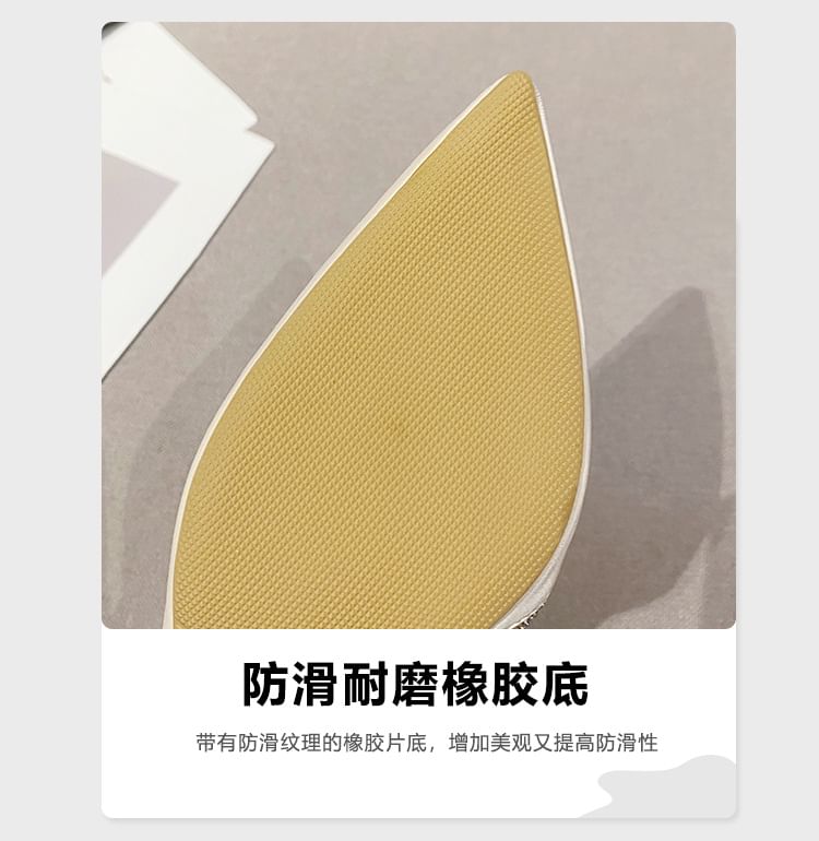 Slippers Pointed-Toe Chunky-Heel Rhinestone