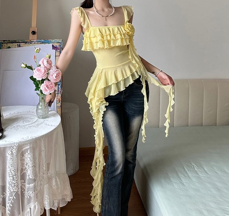 Camisole Plain Trim Ruffle Top