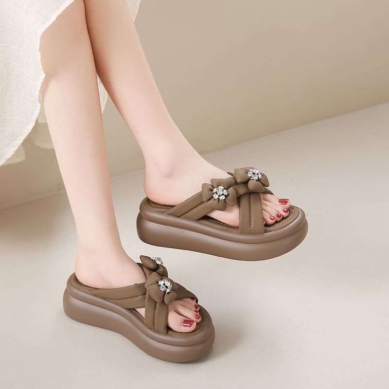 Sandals Slide Platform Flower
