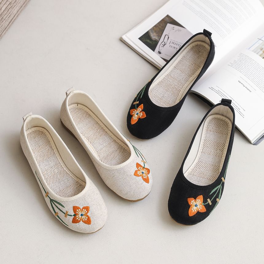 Embroidered Flats Flower