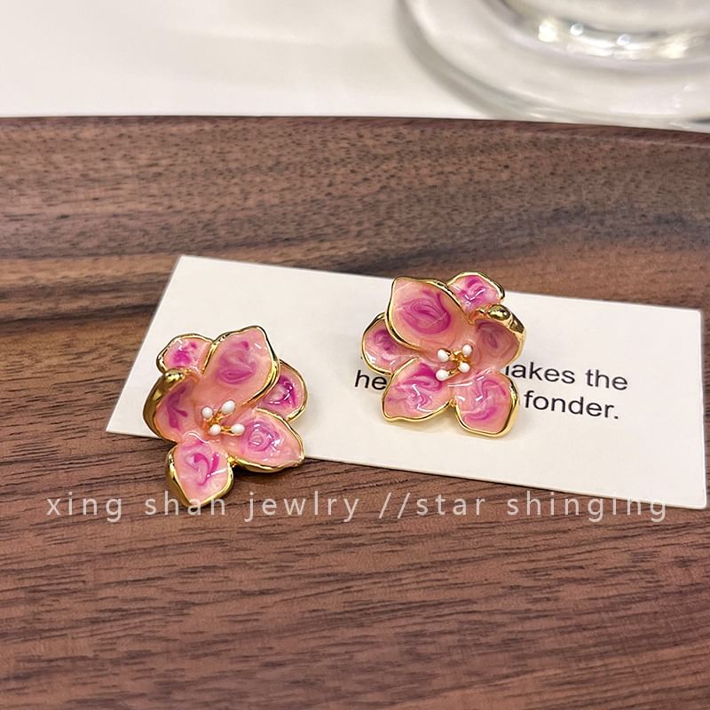 Clip-On Earring Glaze Floral Ear / Stud