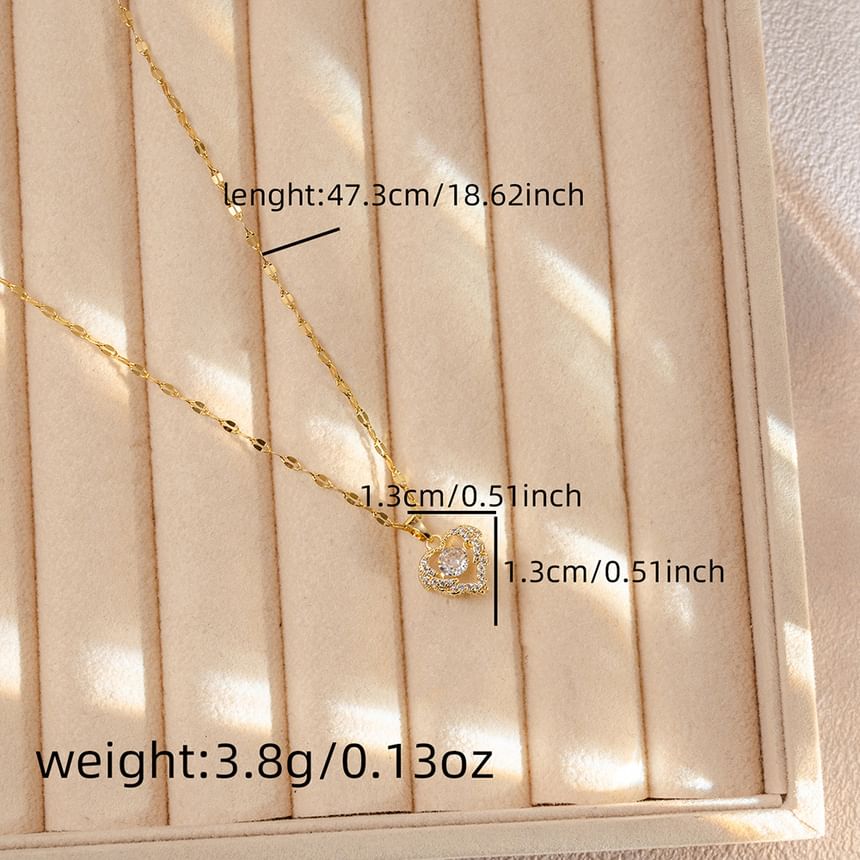 Rhinestone Heart Pendant Necklace