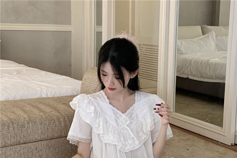 Lace-Trim Pajama Set
