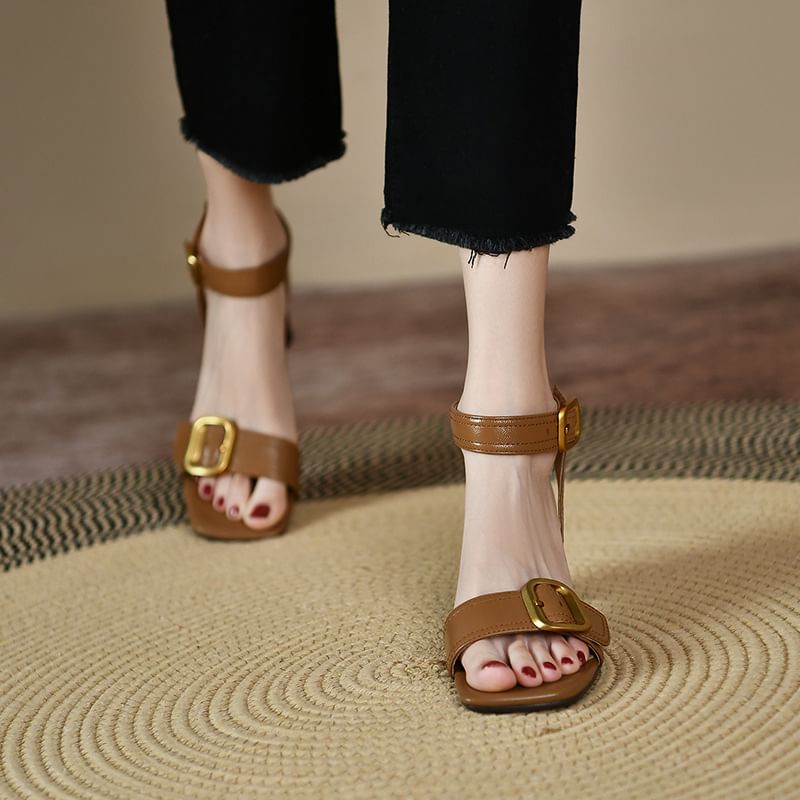 Block Buckled Heel Sandals