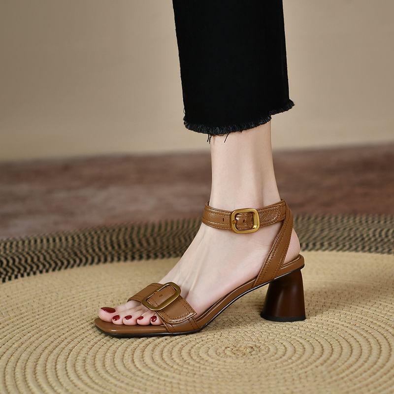 Block Buckled Heel Sandals