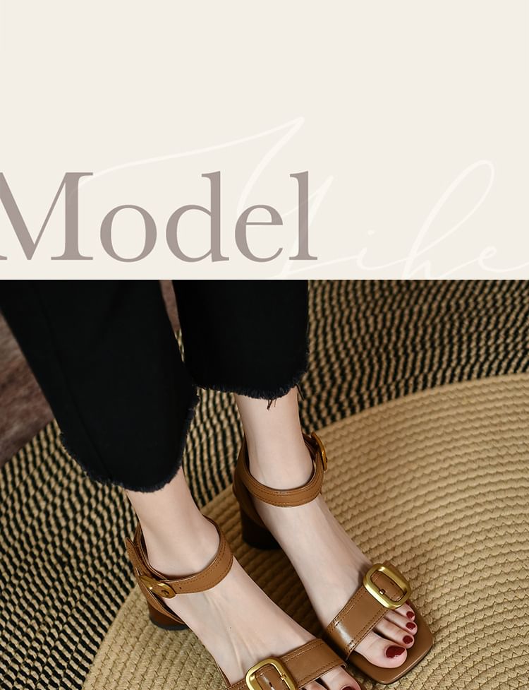 Block Buckled Heel Sandals