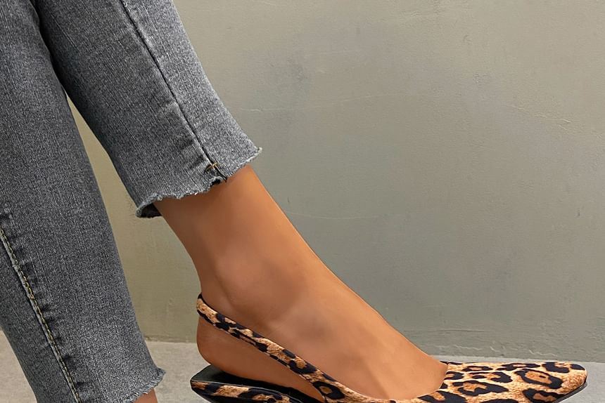 Print Slingback Kitten Mules Leopard Heel
