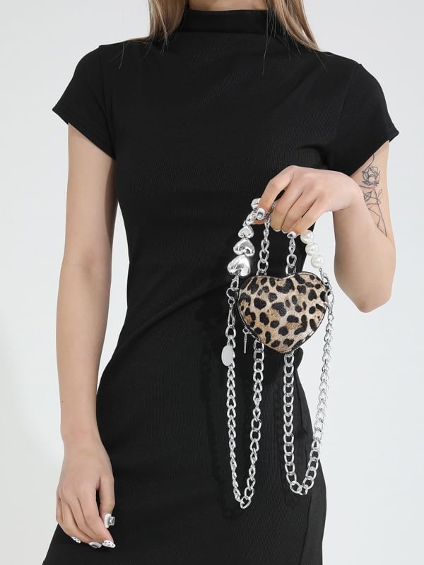 Leopard Heart Print Crossbody Bag