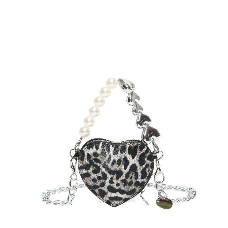 Leopard Heart Print Crossbody Bag