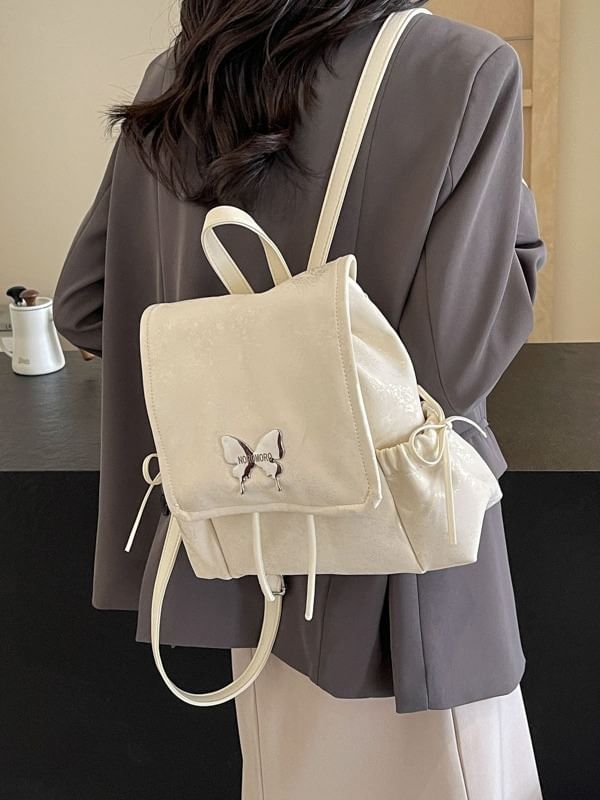 Studded Multi-Pocket Backpack Butterfly Flap