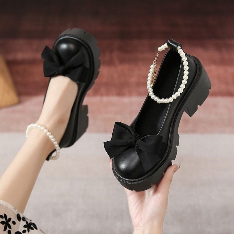 Shoes Accent Bow Mary Platform Jane