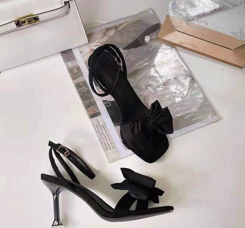 High Sandals Bow Accent Heel