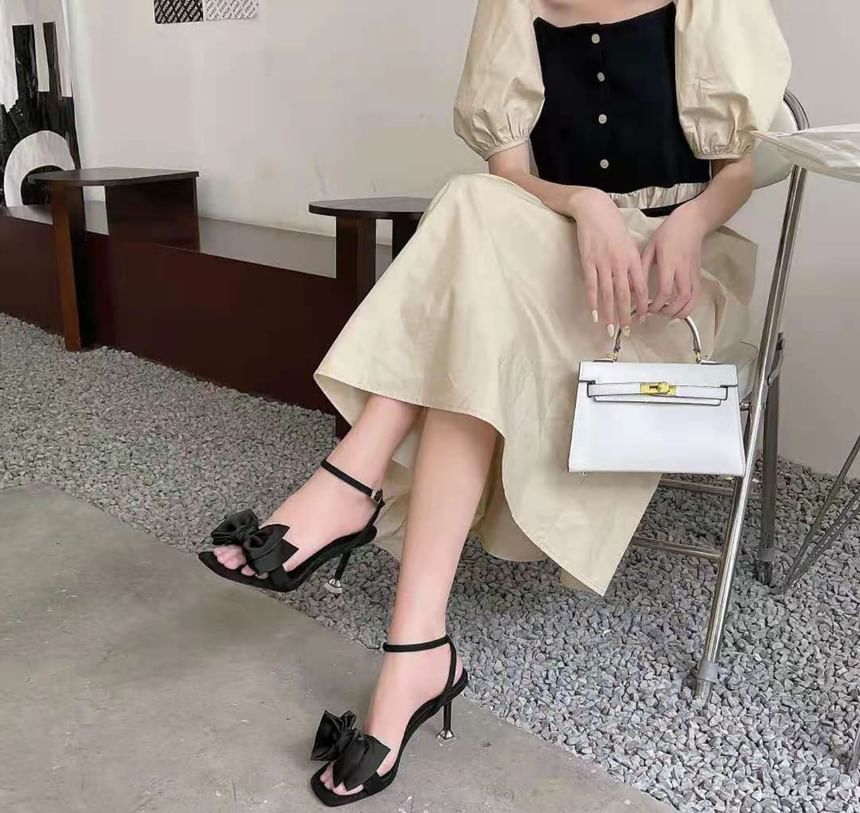 High Sandals Bow Accent Heel