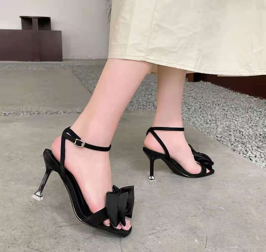 High Sandals Bow Accent Heel