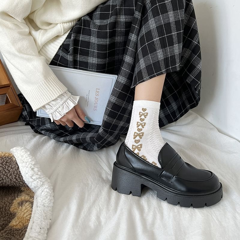 Platform Leather Faux Loafers