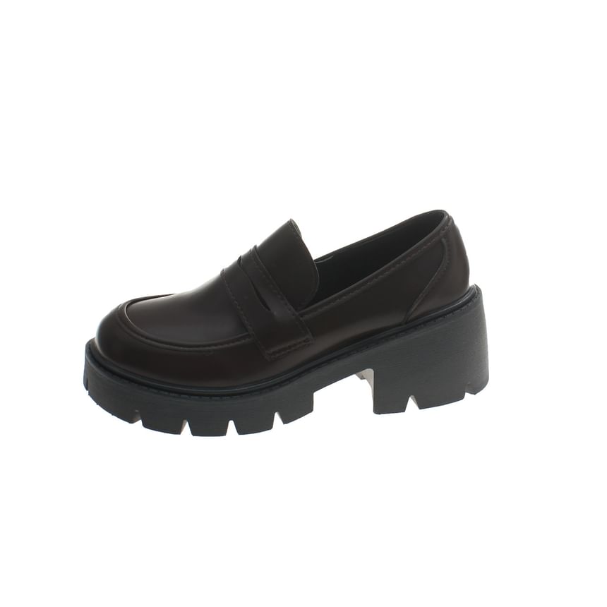 Platform Leather Faux Loafers