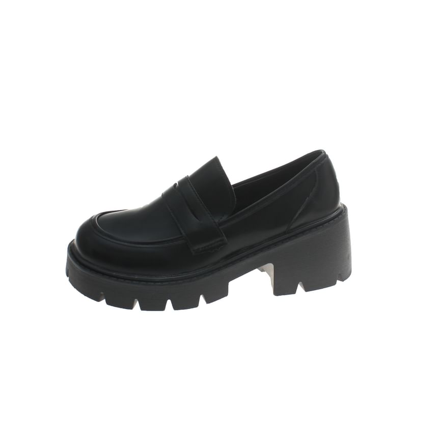 Platform Leather Faux Loafers