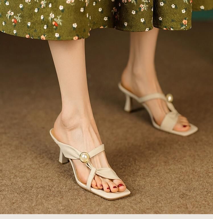 High Waist Plain Slide Sandals