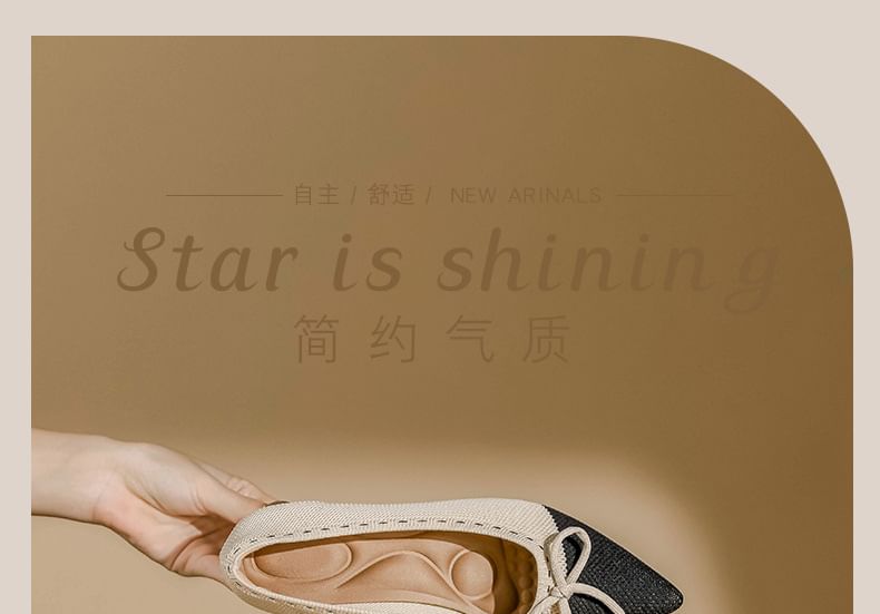 Heel Pumps Bow Pointed Fabric Block