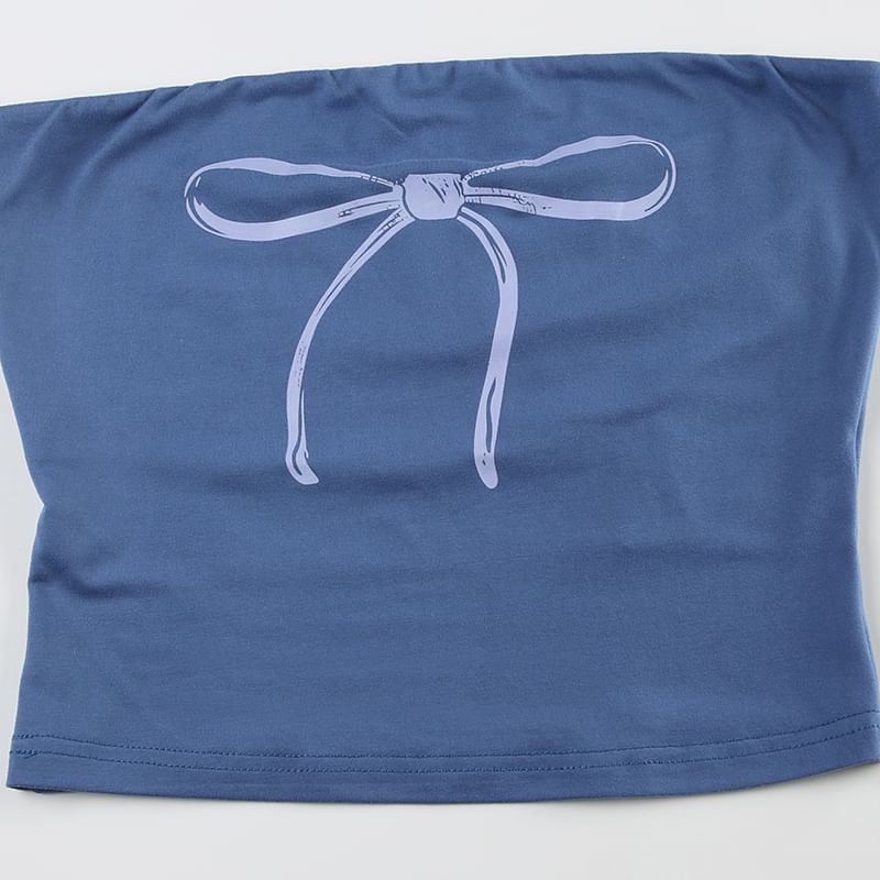 Tube Print Top Bow