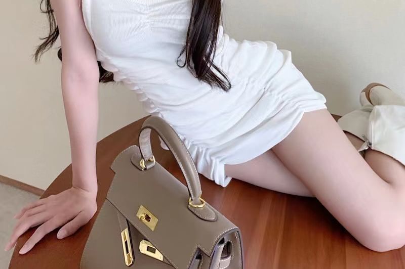 Spaghetti Bodycon Strap Mini Dress Plain