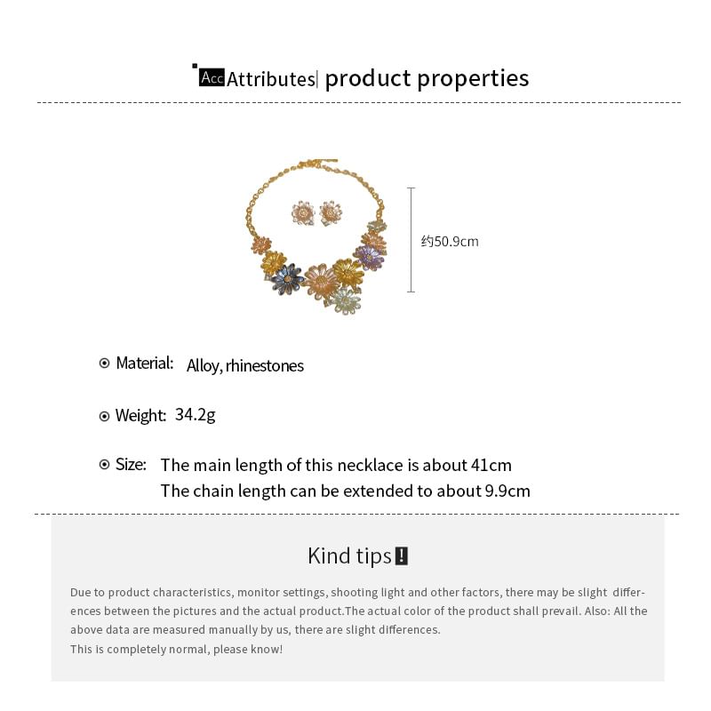 Earring Alloy / Stud Choker Rhinestone Floral
